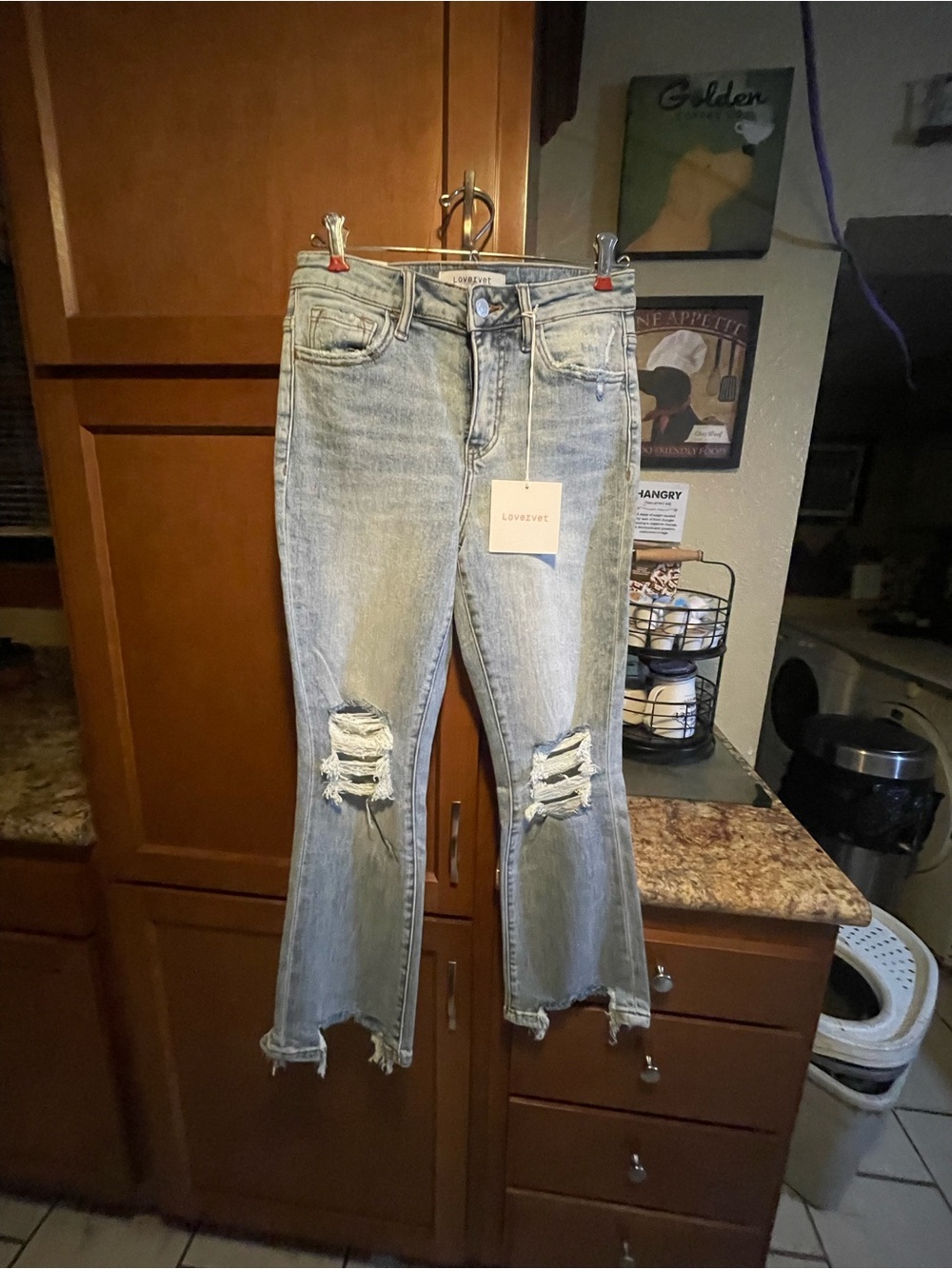 Lovevery Light Blue Distressed Flare Jeans